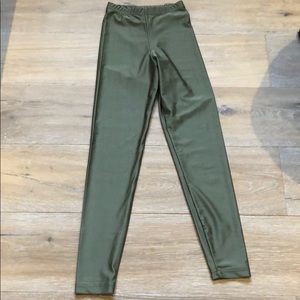 American Apparel Green Metallic Leggings Size XS